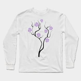 Tree with purple flowers - Creative illustration Long Sleeve T-Shirt